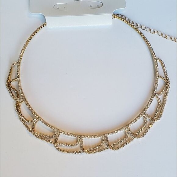 Necklace Shocker Fashion Jewelry Gold Y2K - Picture 1 of 4